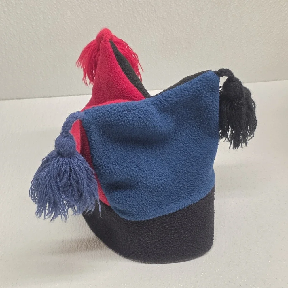 Vintage Mews Polartec Jester Tassel Fleece Winter Hat Red Blue Black
